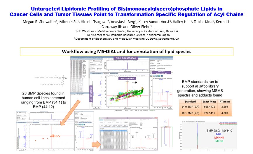 MeganRShowalter's tweet photo. I will be presenting on Bis(monoacylglycero)phosphates in cancer at poster MP511 tomorrow, come check it out! #ASMSATL @WCMC_UCDavis #FiehnLab #lipidomics https://t.co/ShCkzTSDxf