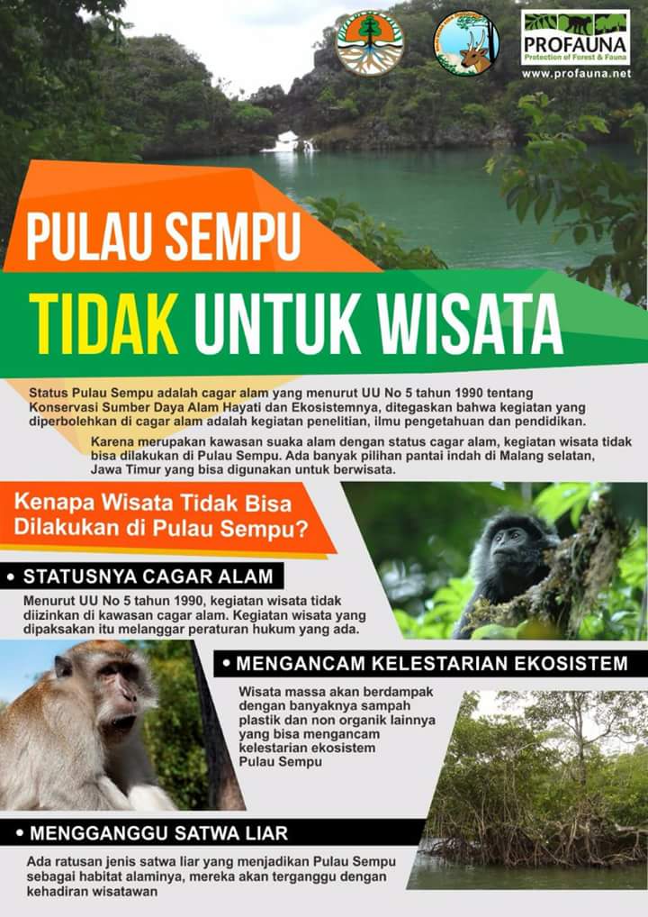 ProFauna's tweet image. Perlu diingat lagi bahwa Pulau Sempu di Kabupaten Malang, Jatim itu statusnya adalah cagar alam, sehingga peruntukannya bukan untuk wisata. Kegiatan yang diperbolehkan di cagar alam itu adalah penelitian, ilmu pengetahuan dan pendidikan konservasi alam. @bbksdajatim #savesempu