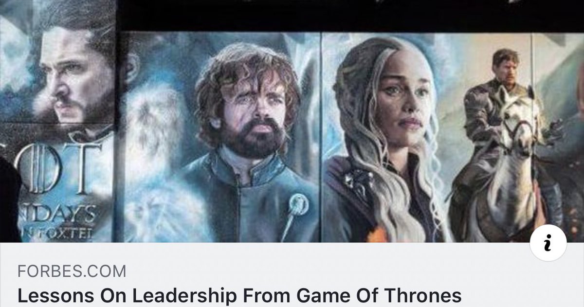 aliyatechcoach's tweet photo. Check out my #Forbes article: Lessons on #Leadership from #GameofThrones https://t.co/3ONVijS4Jp   @GameOfThrones @forbes @YEC @Maisie_Williams @emiliaclarke @SophieT @nikolajcw @GRRMspeaking https://t.co/2YYYDf6i5l