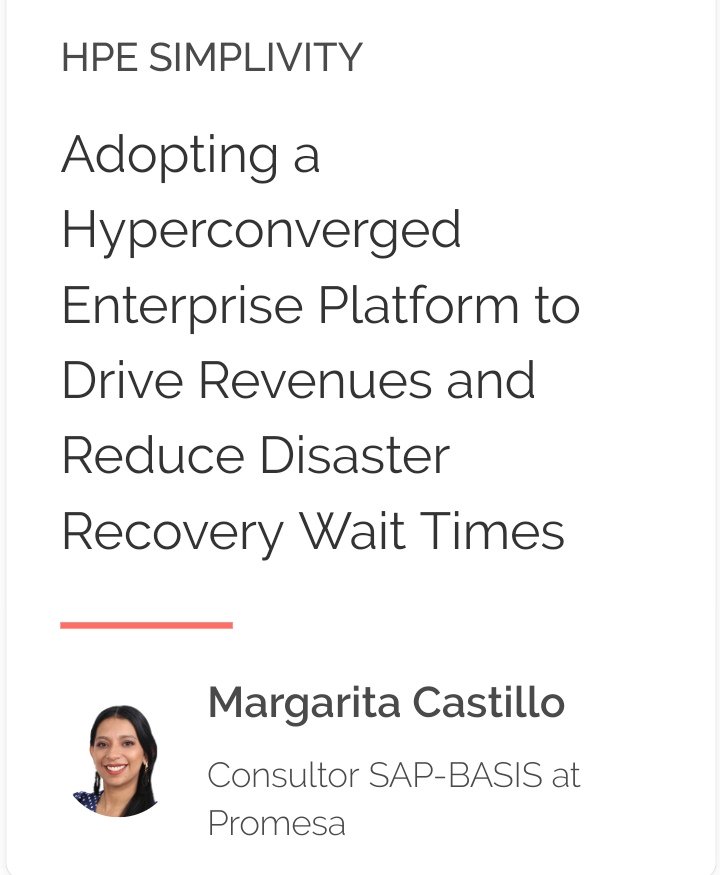 InnovuxIT's tweet image. Lo logramos una vez más, DR para SAP Hana, con #Simplivity 380. Lean el artículo donde Margarita Castillo (líder de SAP Basis), nos explica los detalles.
upshotstories.com/stories/adopti…