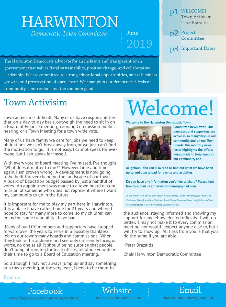 Harwintondems's tweet photo. Here is the June edition of the Harwinton DTC newsletter!
Click on the PDF to find out about what we’ve been up to and important local and state info.
https://t.co/w4FMcSpCTj https://t.co/aUBcLRpfUY