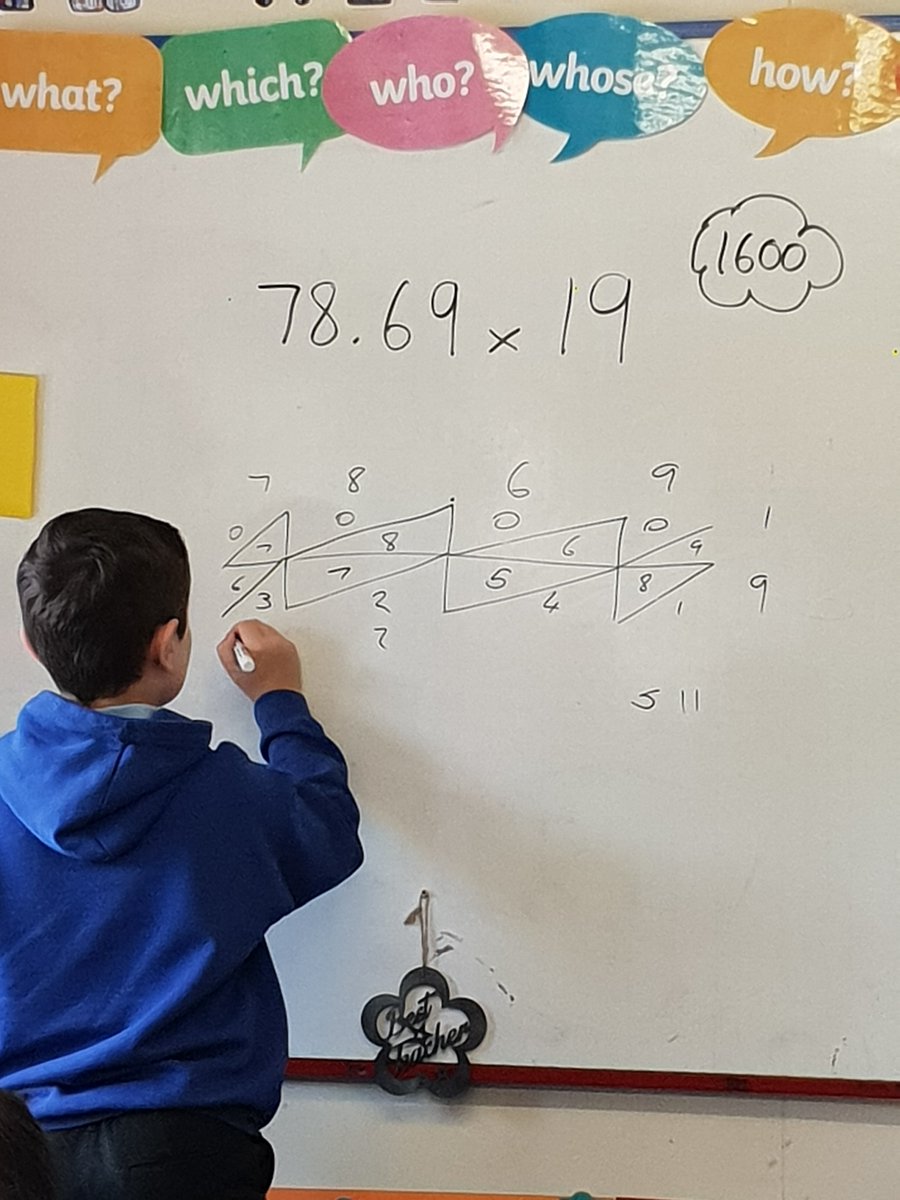 marys_rc's tweet photo. A year 6 pupil modelling his preferred method to the class to solve the calculation #leadingthelearning #chooseyourownstrategy #capablelearner https://t.co/gVzHPQfQ3V