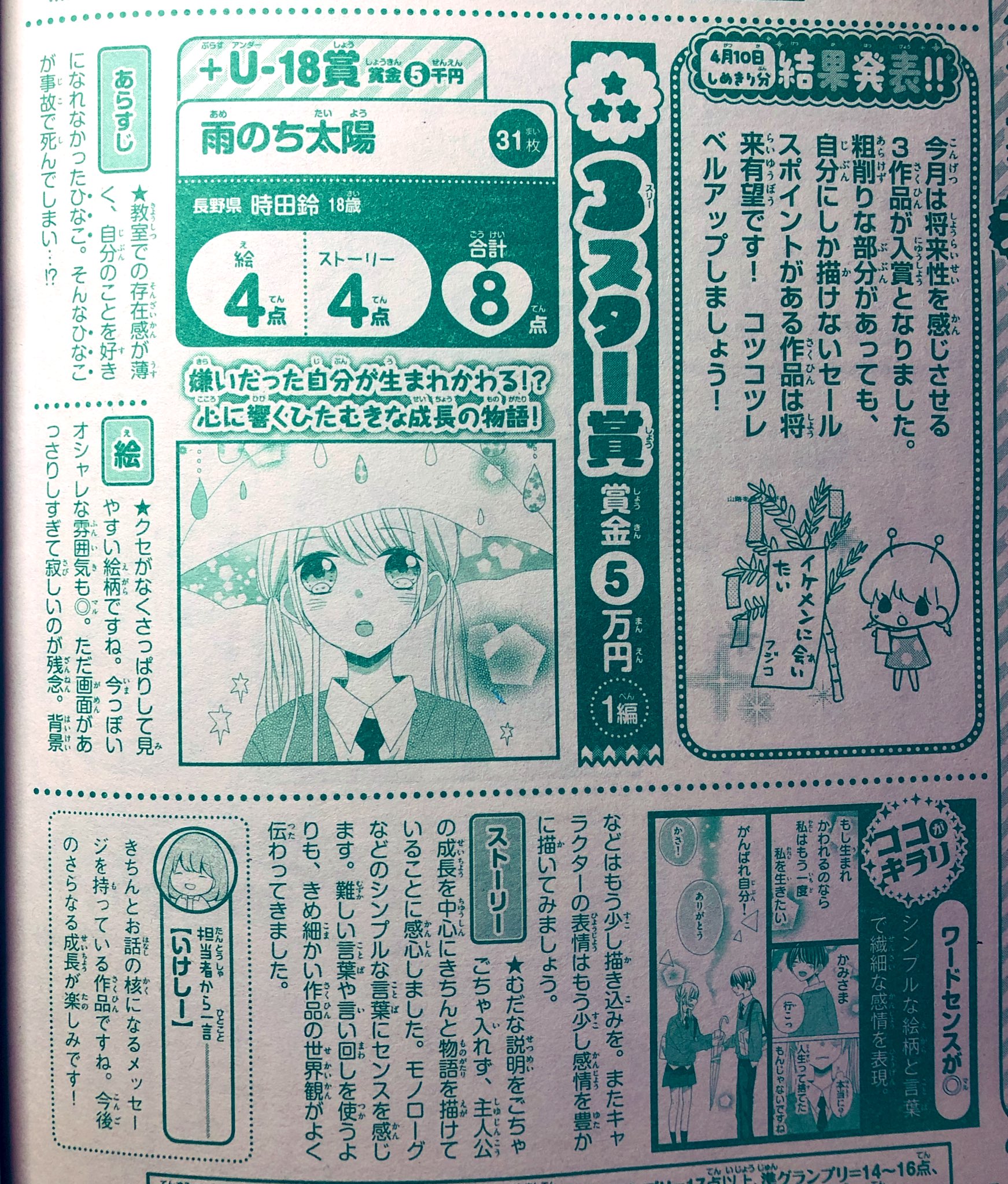 武論尊100時間漫画塾 おめでとうございます 漫画塾第１期卒塾生 時田鈴さんが小学館 ちゃお の ちゃおまんがスクール で３スター賞を受賞されました おめでとうございます これからのさらなる活躍を 楽しみにしております 卒塾生活躍中