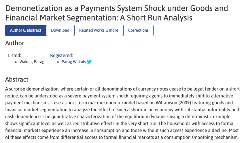 wparag's tweet image. Paper is finally ready- download at: ideas.repec.org/p/pra/mprapa/9… #RePEc via @stlouisfed
#demonetisation
