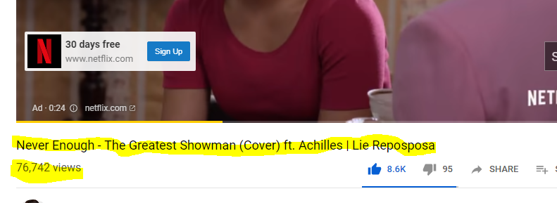 just_happylife's tweet photo. sethlie malapit na mag 100k views video ni LIE sa yt in just 1 day ... tsaka dami rin Ads everytime inuulit ko mga 5 Ads lumalabas... reresh nyo lang
@itsmeangelieofc @imsethfedelin @DreamscapePH @StarMusicPH @direklauren https://t.co/wYcgVhkntL