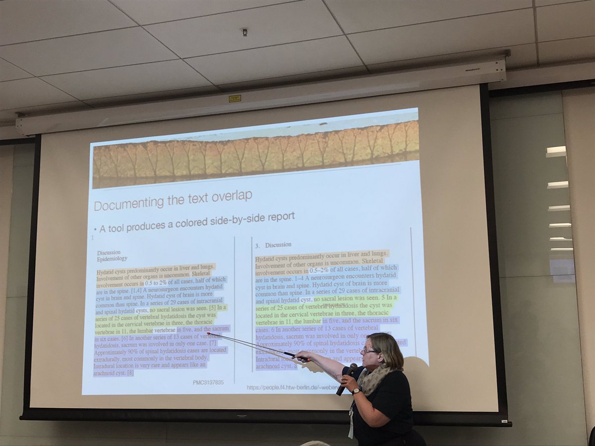 Aishoola's tweet photo. Debora Weber-Wulff told us about the real situation about journal reactions to information about plagiarism and duplicate publications at #WCRI2019 https://t.co/Gpes9Qs8Nj
