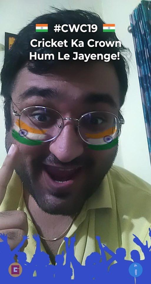 indianterrain's tweet photo. Can't wait to cheer for India in the @cricketworldcup? Try our fun Facebook filter at https://t.co/xOsPjjeNUL as the men in blue start their mission for #CricketKaCrown.  #augmentedreality #SparkARCreators #SparkAR https://t.co/YhV5SBxnMe