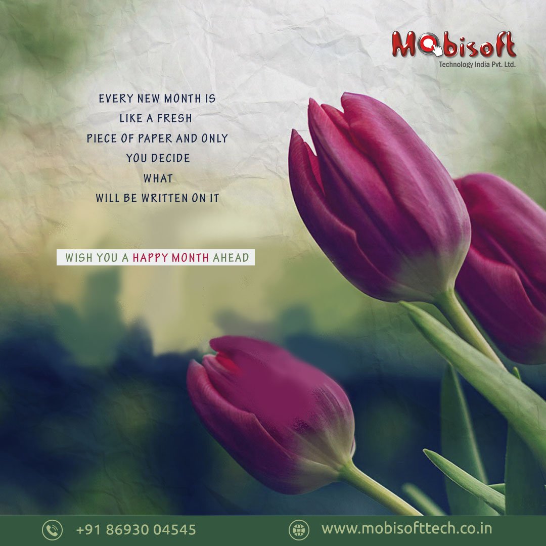 mobisoftindia's tweet image. Welcome to the new month😊!
Every new month is like a fresh piece of paper and only you decide what will be written on it.
.
.
.
. 
#Mobisofttechnology #Monsoon #HappyMonsoon
