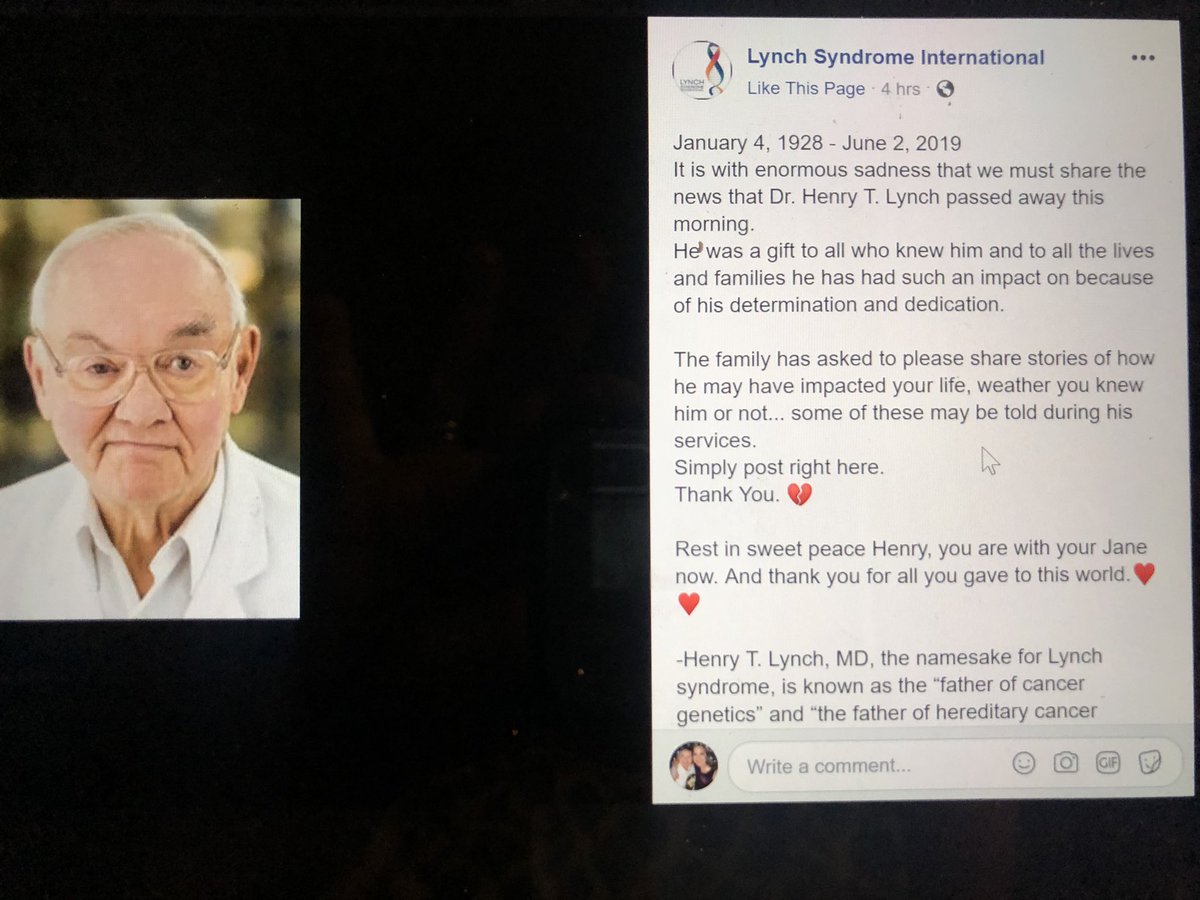 Dr. Allyson Ocean (@drallysonocean) on Twitter photo RIP, Dr. Henry Lynch. Dr. Lynch passed away today on #CancerSurvivorsDay. His groundbreaking work with the discovery of #LynchSyndrome has lead to countless more #cancer #survivors due to #genetictesting and #screening. #ASCO19 <a href="/lynchsyndrome/">Lynch Syndrome Intl</a> @AliveAndKicknDD <a href="/CCAREfightlynch/">CCARE Lynch Syndrome</a> RIP, Dr. Henry Lynch. Dr. Lynch passed away today on #CancerSurvivorsDay. His groundbreaking work with the discovery of #LynchSyndrome has lead to countless more #cancer #survivors due to #genetictesting and #screening. #ASCO19 <a href="/lynchsyndrome/">Lynch Syndrome Intl</a> @AliveAndKicknDD <a href="/CCAREfightlynch/">CCARE Lynch Syndrome</a>