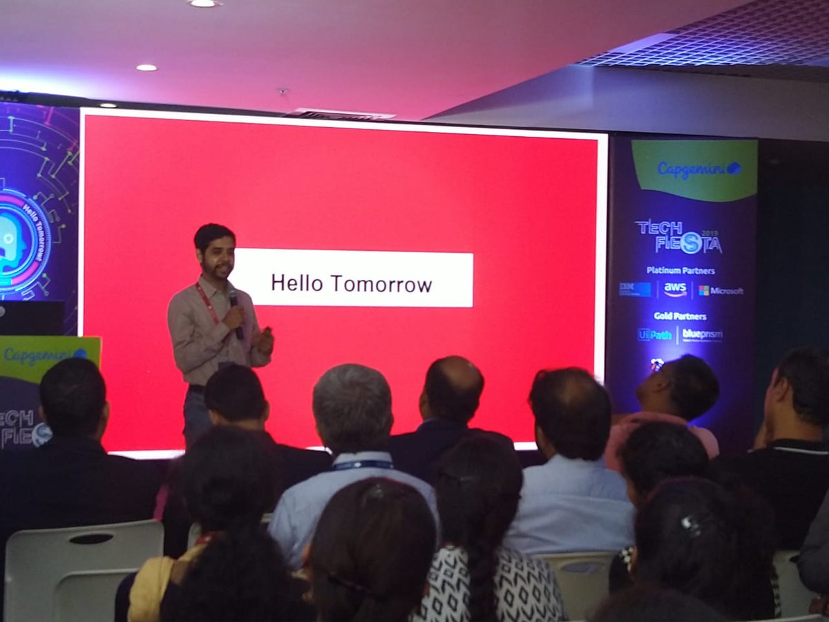 CapgeminiIndia's tweet photo. Madhusudanan Rangarajan (CEO - M2P Solutions Pvt. Ltd.), explains how companies can improve digital customer experience in the payment domain. #TechFiesta2019 https://t.co/uPKK3MObT2