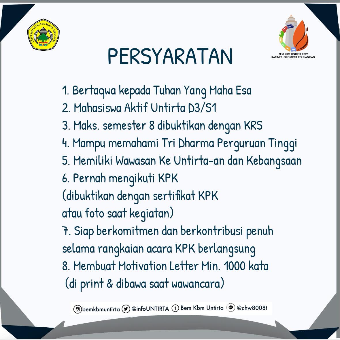 [OPREC PANITIA KPK UNTIRTA 2019]

KPK UNTIRTA 2019 🔥

Ayo Berkontribusi Untuk Tirtayasa Muda.
bergabunglah dalam Tim KPK UNTIRTA 2019.
Jangan lewatkan kesempatan berharga ini bersama Tirtayasa Muda 2019.
instagram.com/p/ByO9hz0FDDl/…
#MenteriKaderisasi
#BEMKBM2019
#LokomitifPerjuangan