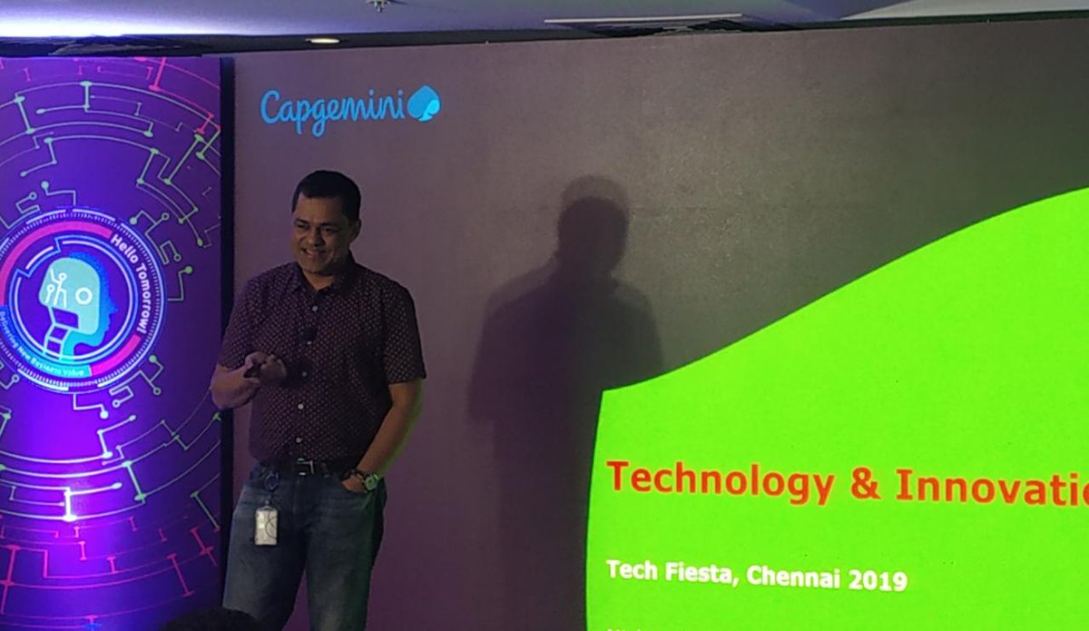 CapgeminiIndia's tweet photo. Nisheeth Srivastava, CTIO, Capgemini India, shares his perspective on how technological disruptions are changing the lifespan of an organization at #TechFiesta2019. https://t.co/rNmnBuqCMp