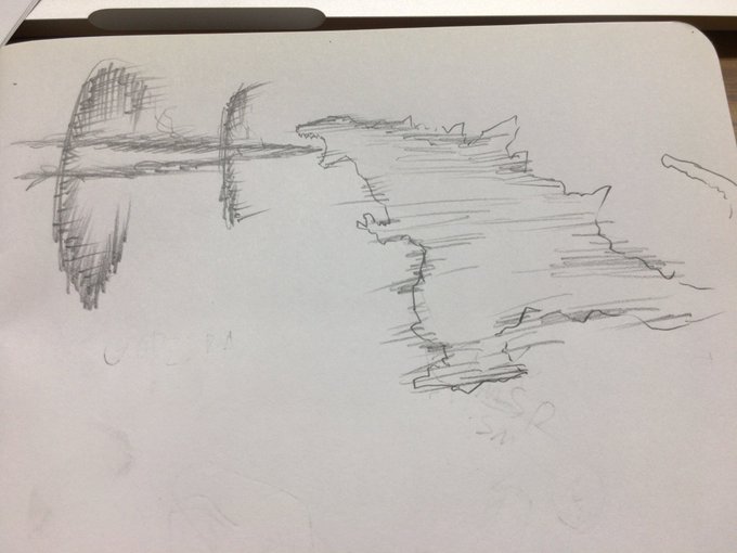早くGODZILLA見たすぎて落書き 