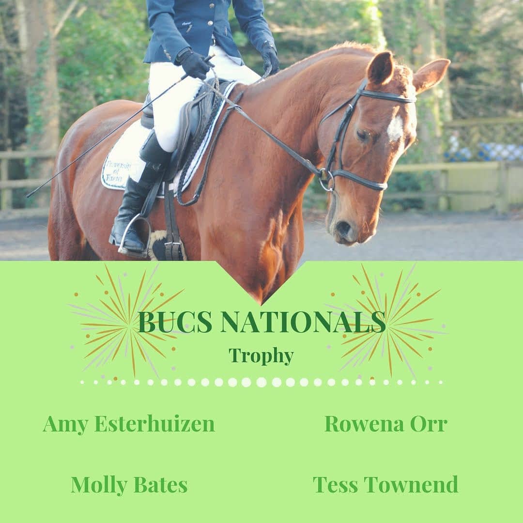 🌟GOOD LUCK🌟 to our teams competing at nationals over the next couple of days!!💚

@UoEStudentSport #EURC #exeterriding #BUCSnationals #bleedgreen #equestrian