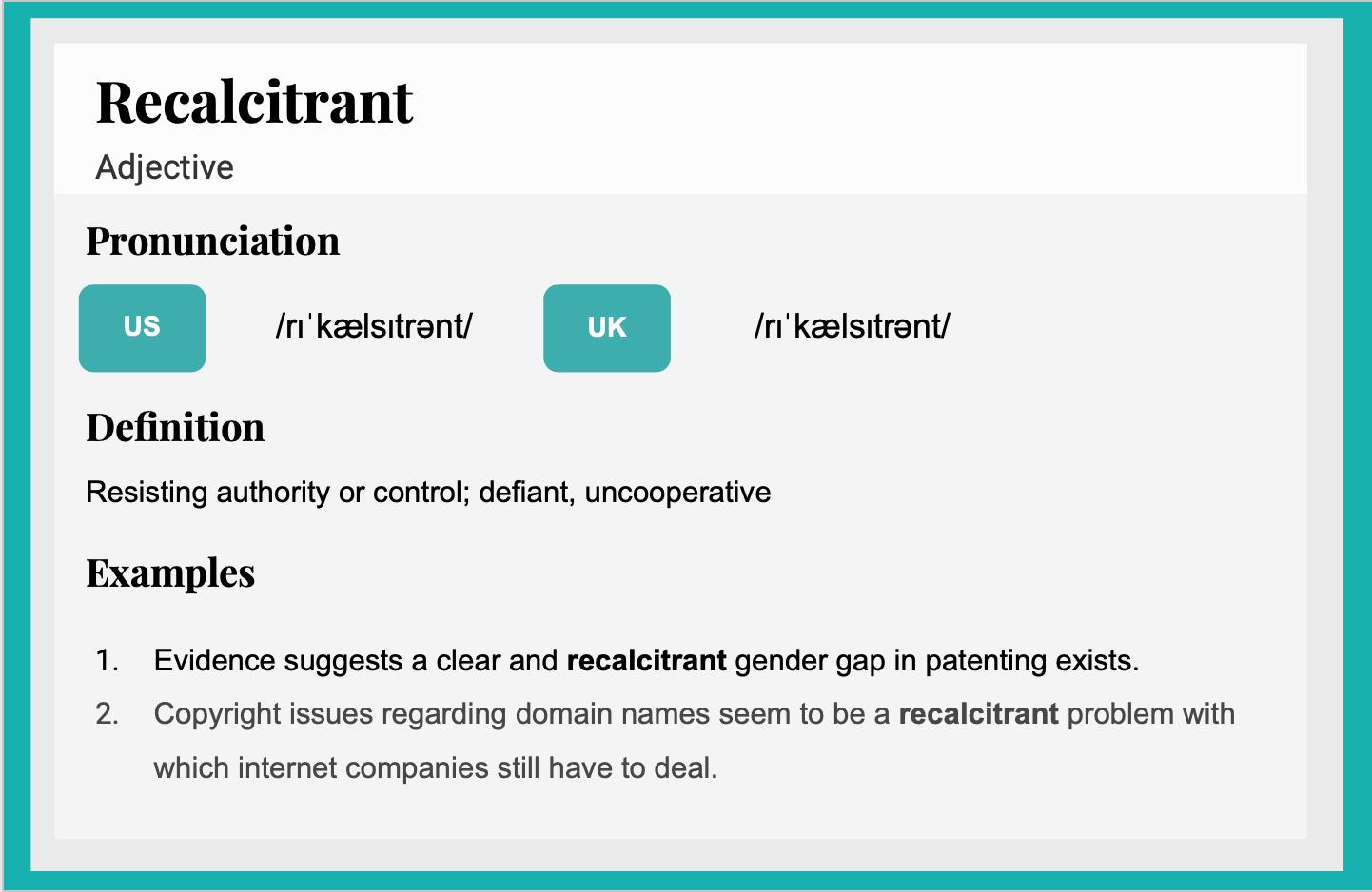 Recalcitrant Definition
