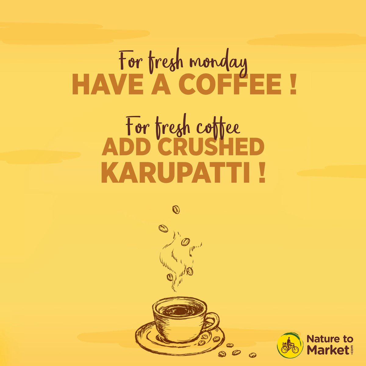 Good morning, Have Karupatti Coffee!

To buy premium quality karupatti, click naturetomarket.com…/gr…/products/karupatti-crushed/
.
#Goodmorning #MondayVibes #Coffeelove #KarupattiCoffee #StayHealthy #HealthyChoice