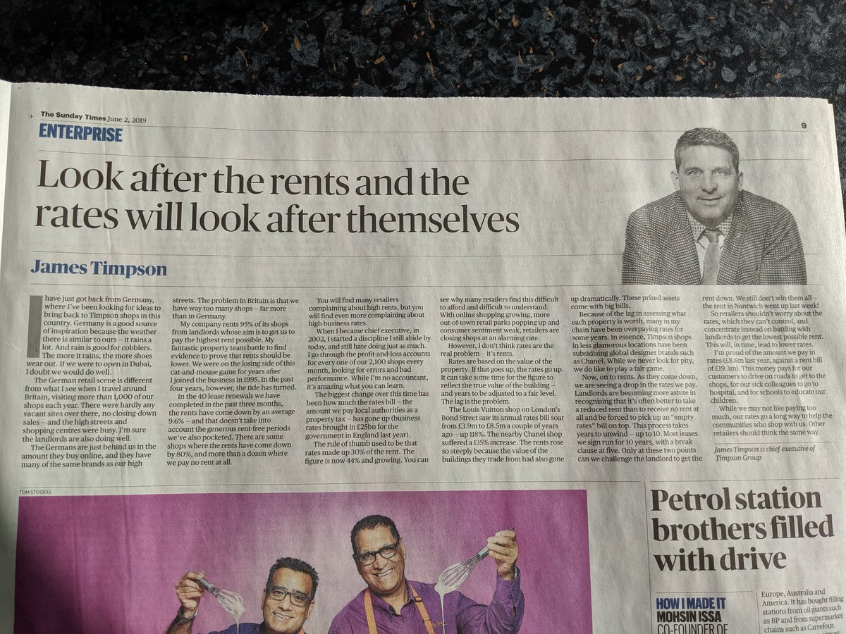 Great article from <a href="/JamesTCobbler/">James Timpson</a> in @thesundaytimes about business rent and rates. This is what I've been saying for years! The only way to influence rates is by driving rents down.