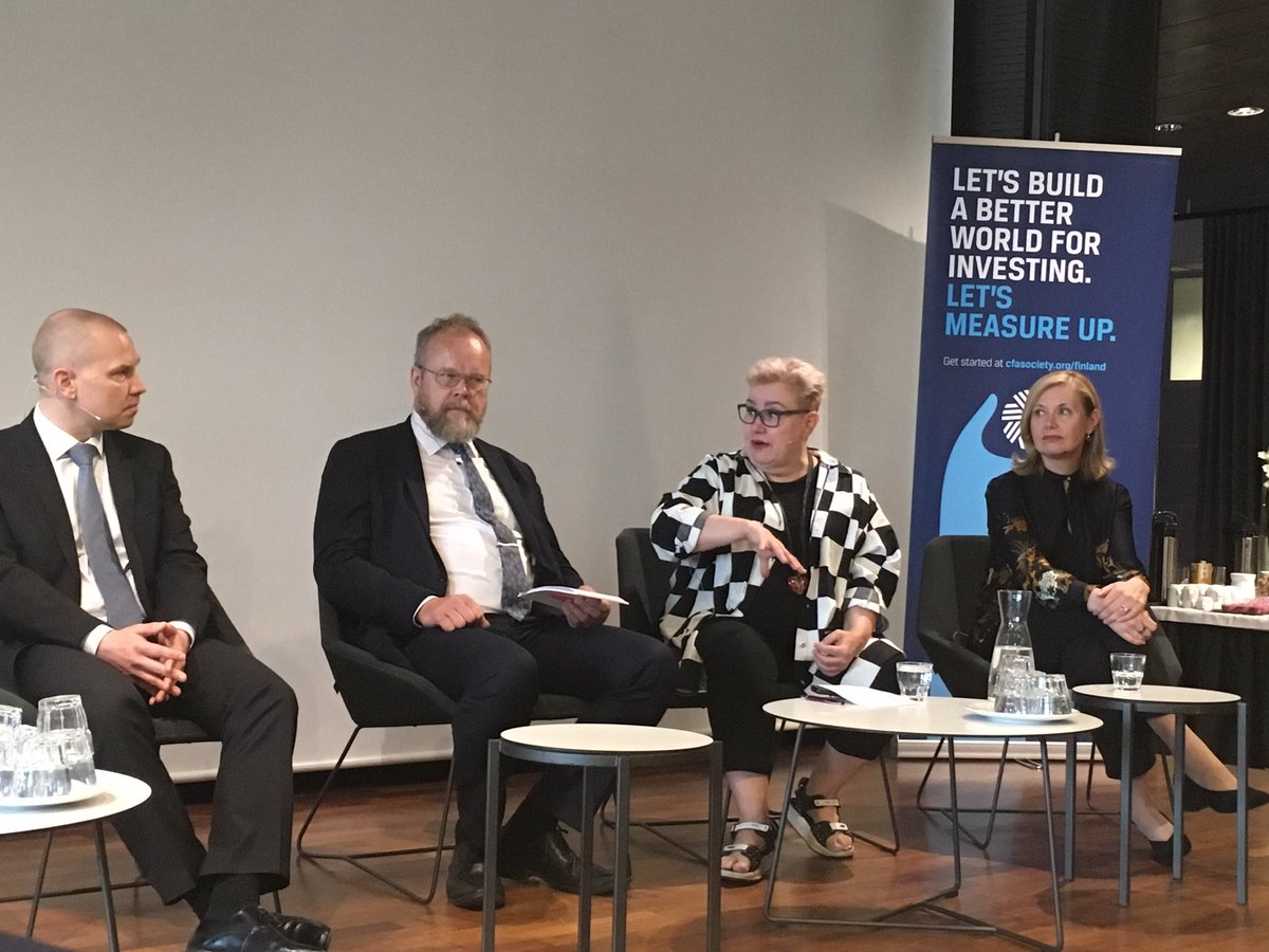 SiniSuonpaa's tweet photo. “Regulators’ role is to provide certainty &amp; right environment for innovation. Public, easily accessible data and accounting system for measuring environmental impact is key to incentivise new actors for #sustainability “ @spietikainen on #sustainablefinance https://t.co/otIA7n2aXc