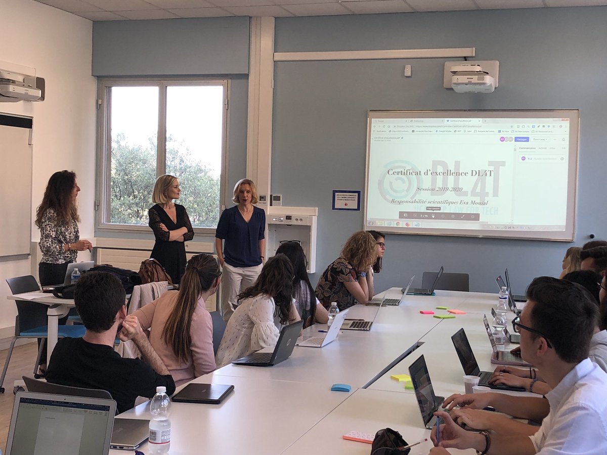 DL4Torg's tweet photo. [ CERTIFICAT DL4T 🎓] 

C’est parti ! Étudiants de L2 et L3 entament leur semaine intensive de réflexion sur le Droit et les #DeepTech

On commence ce matin avec une intro. à la #DeepLaw avec @TellerMarina &amp; @C_LeqRth

@EvaMouial 

Programme ➡️ https://t.co/7ikRpXOVsN https://t.co/j5xeKcLkGM