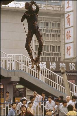 'Reuters refused to publish a photo of a charred [policeman/soldier] corpse strung up under an overpass — a photo that would have done much to explain what had happened.'(still, not in Tiananmen)