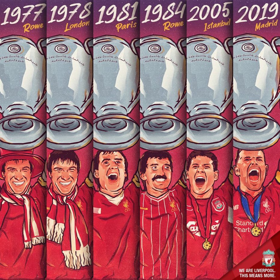 🏆 Rome 77
🏆 London 78
🏆 Paris 81
🏆 Rome 84
🏆 Istanbul 05

🏆 MADRID 19 

#ThisMeansMore