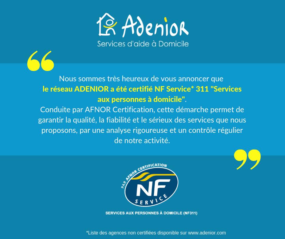 <a href="/ADENIOR/">ADENIOR</a> obtient la certification NF Services* 🥁