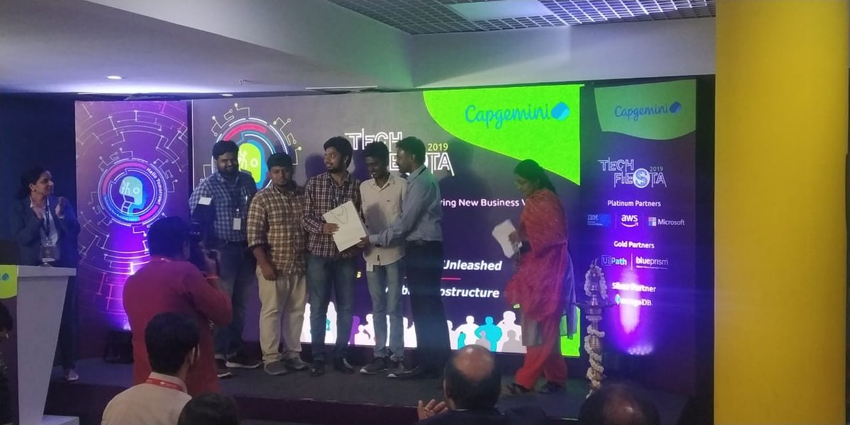 CapgeminiIndia's tweet photo. Cheers to the winners of Hackathon 2019 #TechFiesta2019 https://t.co/JinmnMvlfz