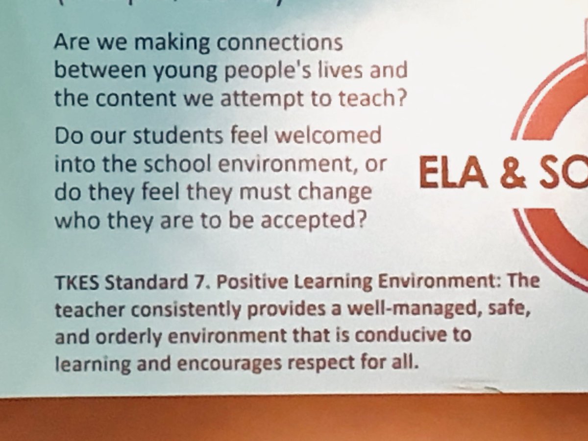 fraujend's tweet photo. Positive Learning Environment #TKES Standard 7 = encourages #authenticstudentvoice #litinq19 #engagelmms @Cobb_SS https://t.co/oWac3w500v