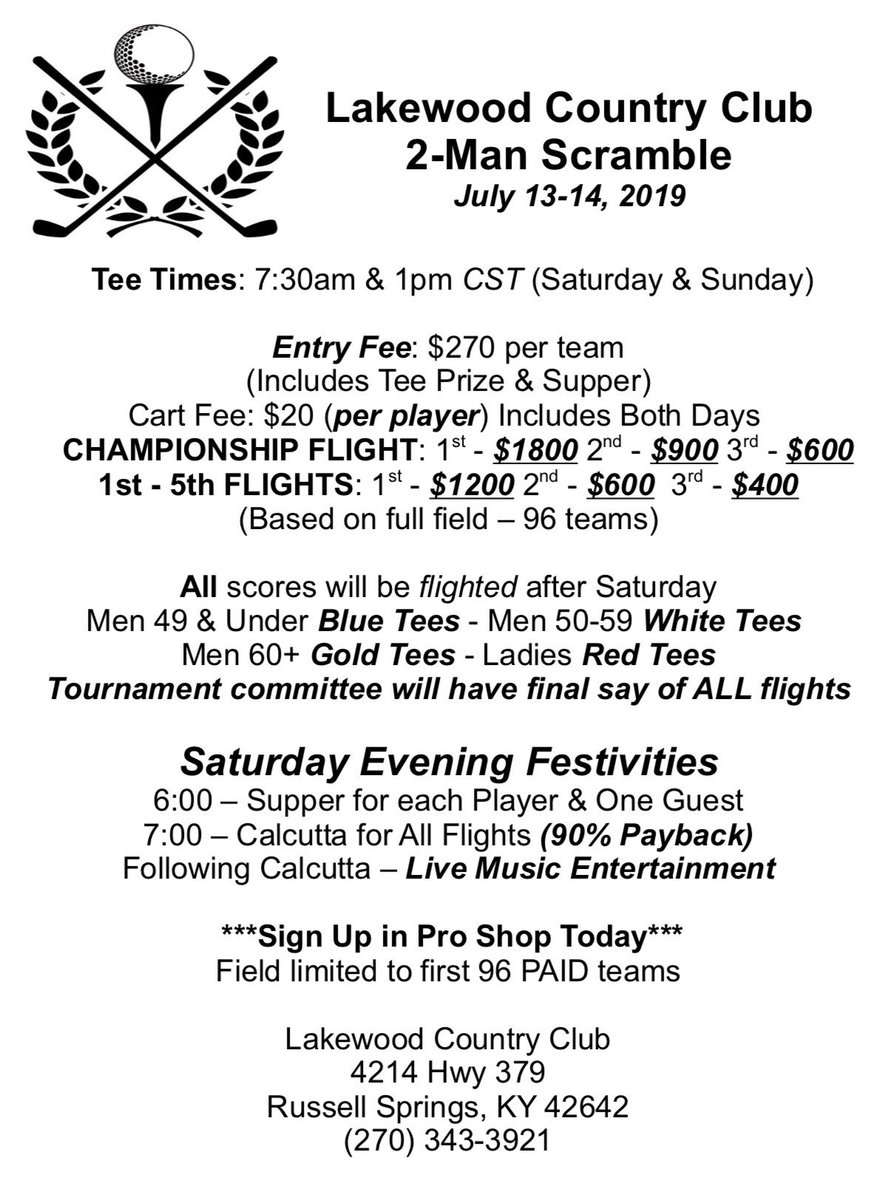 Attention Golfers!!! You need to find your partner and get signed up ASAP! Both AM &amp; PM tee times for Saturday are filling up fast! #MGGA #2man