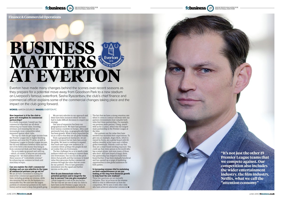 Business Matters: Sasha Ryazantsev explains some of the commercial changes taking place at @Everton and the impact on the club as they look to a future away from Goodison Park. (Pages 26 - 29) ➡ bit.ly/fcbusiness117 #EFC