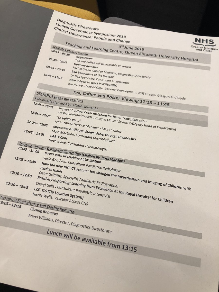 ChelleCalder's tweet photo. Great morning at the Diagnostics Clinical Governance Symposium @NHSGGC #QEUH #RespectProtects https://t.co/pMLrlSwhUj
