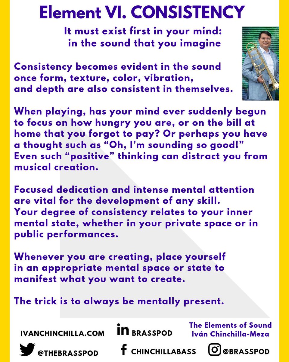 thebrasspod's tweet photo. ELEMENT VI. CONSISTENCY  Must exist first in your Mind
The Elements of Sound by Iván Chinchilla-Meza
#theelementsofsound  #thebrasspod  #brassteaching https://t.co/d3ZZnrNuPk