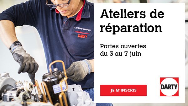 Notre partenaire FNAC - DARTY ouvre les portes de 4 centres de réparation du 3 au 7 Juin dans le cadre la Semaine Européenne du Développement Durable
👉 Inscrivez-vous ici ! semainedevdurablefnacdarty.fr

<a href="/Fnac/">Fnac</a> <a href="/Darty_Officiel/">Darty</a> #DeveloppementDurable #semainedudeveloppementdurable