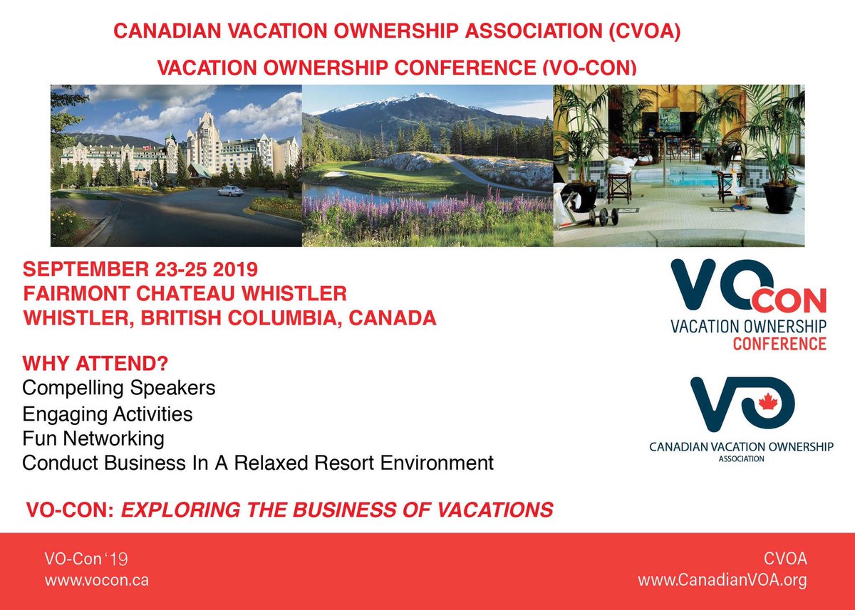 Join International Industry Leaders at #VOCON - The Vacation Ownership Conference - Details below.
