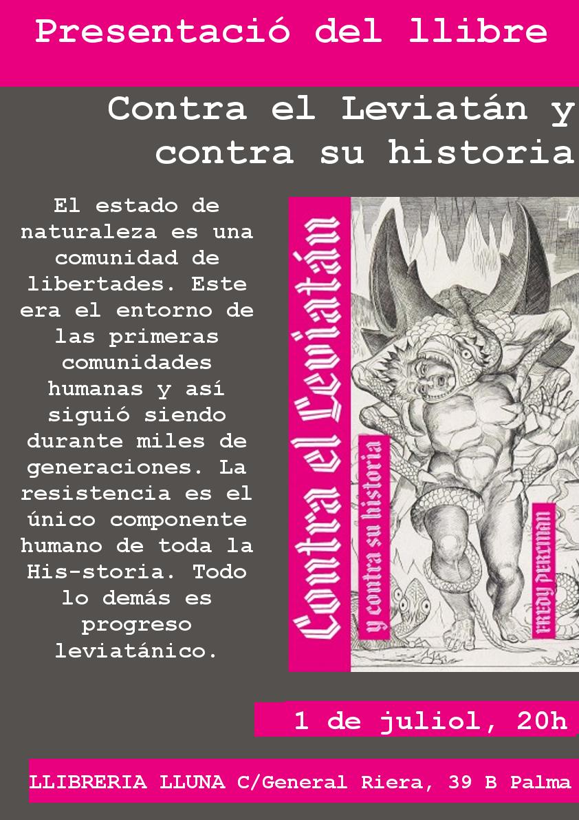 [Presentació] de #contraElLeviatán, contra su historia. A Palma de Mallorca, a la <a href="/LlibreriaLluna/">Llibreria Lluna</a> el proper 1 de juliol, a les 20h.