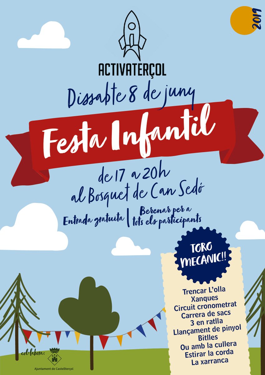 activatersol's tweet photo. Recordeu que aquest dissabte 8 de juny teniu una cita!!! FESTA INFANTIL @activatersol amb TORO MECÀNIC! Vine a gaudir d'una tarda divertida!  #Castellterçol https://t.co/SvSmm9EyfN