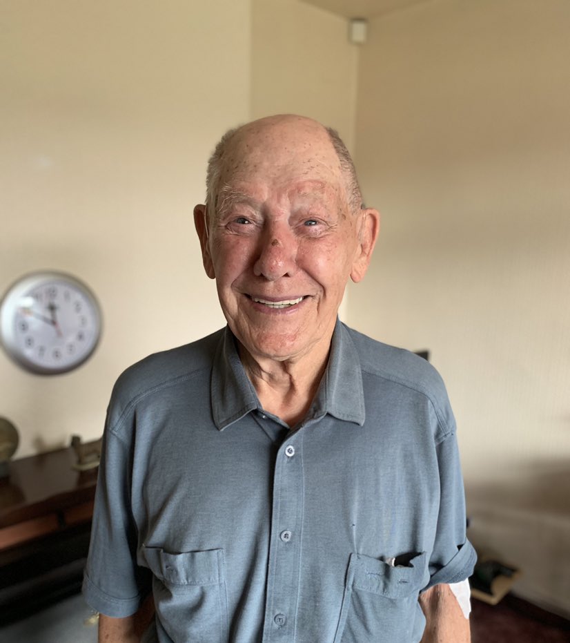 annaefoster's tweet photo. This is Doug. He’s 93. Normandy veteran, landed on Gold Beach aged just 17. Shot and survived. He told me his story for @BBCNews and it was an honour to hear it. He even sang to me! *This* is what a hero looks like... https://t.co/RQKbvFINl6