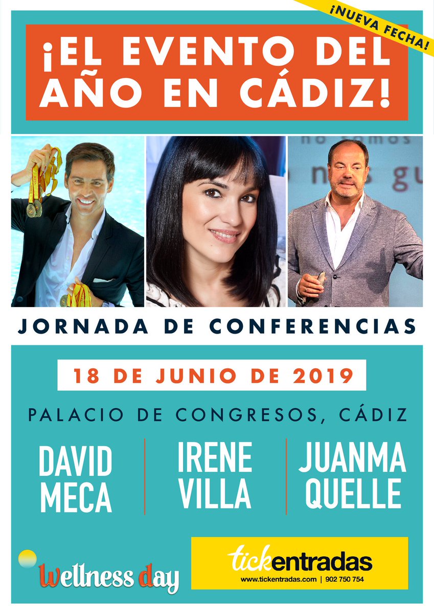 😃💭 El próximo día 18 se celebrará en <a href="/CongresosCadiz/">Palacio de Congresos y Exposiciones de Cádiz</a> el @Wellnessdaysp, una jornada de conferencias sobre la superación de las adversidades para ser feliz 👉🏼 Contaremos con <a href="/_IreneVilla_/">Irene Villa ☮️</a>  <a href="/_davidmeca/">David Meca</a> y <a href="/JMQuelle/">Juanma Quelle ®</a> ¡Apúntate! uca.es/evento/i-jorna…