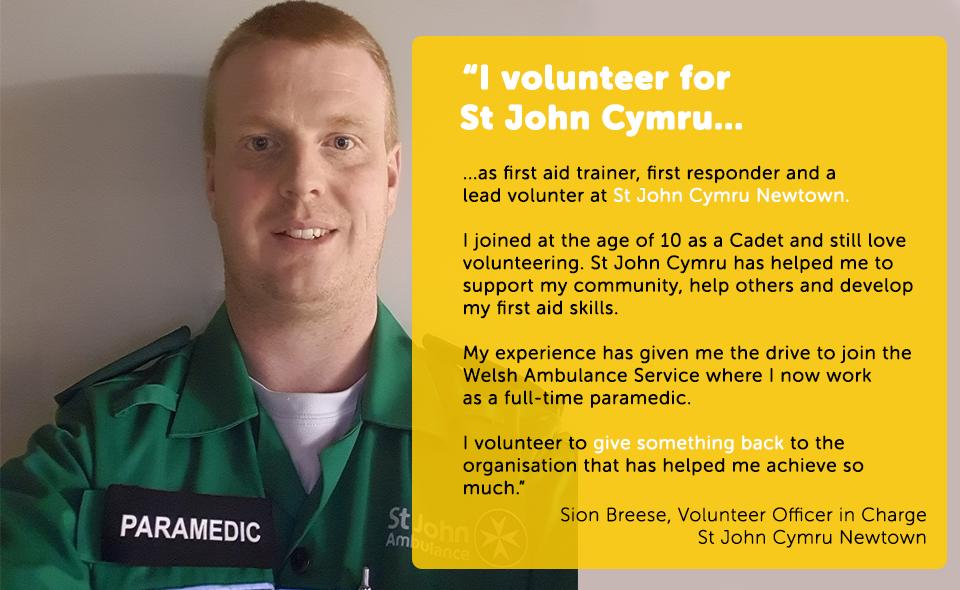 SJACymru's tweet photo. It's #VolunteersWeek 🎉 and we're celebrating our amazing volunteers for everything they do for us &amp; for communities across Wales.
Every day this week we'll be sharing a story from one of our volunteers and today, we'd like you to meet Sion, our officer in charge of @SJCNewtown https://t.co/AnxdKukVJ4