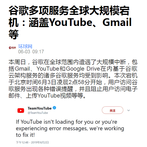 TuCaoFakeNews's tweet photo. 今天，谷歌多项服务全球大规模宕机，据称是因为网络过于拥挤；

分析：今天并不是什么特殊日子，网络怎么会拥挤呢？
熟悉技术的朋友都知道，有一种网络攻击方式叫DDOS（denial-of-service attack），也叫洪水攻击，就是通过很多数量的电脑同时访问服务器，使服务器资源枯竭；此招数被中国黑客熟练掌握 https://t.co/bKECZ28i43