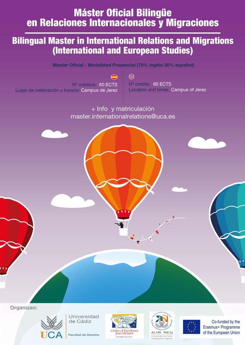 D_intCADIZ's tweet photo. ‼️Podéis consultar la información sobre el #MásterUniversitario en #RelacionesInternacionales y #Migraciones / #BilingualMaster in #InternationalRelations and #Migrations en la web de la Facultad de #Derecho @univcadiz https://t.co/onqxH1vU1p @AUI_UCA @auhruca @Auladelestrecho https://t.co/RDXjbL3pkg
