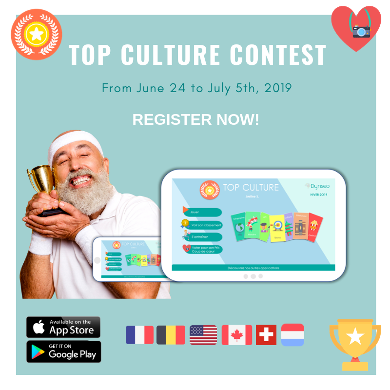 DynseoU's tweet photo. 🗓 Don’t miss your daily dose of culture and fun!

Participate in 🏆Top Culture🏆, the international competition for general knowledge on tablet and phone 🇺🇸🇨🇦🇫🇷🇧🇪🇨🇭🇱🇺

👉https://t.co/gYwUVsVc0N) https://t.co/B72kMp6mhJ

#TopCulture #contest #competition #challenge #senior https://t.co/i3qTmfDmAw