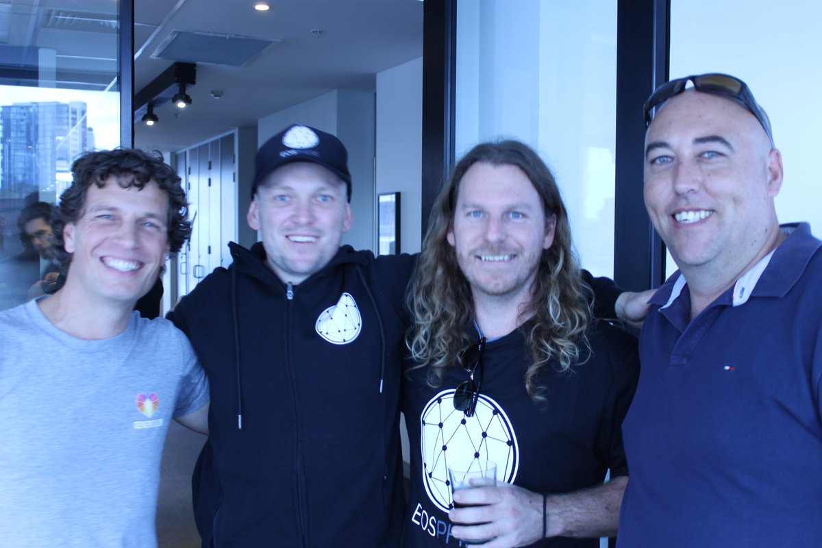 GenpoolStake's tweet photo. The lads from left to right. @RalfWeinand for @GenerEOSAus Matty for @eosphere_io Kenny for @eoswriter and Daniel for @TreosOfficial
#EOS #meetup #EOSbirthday #Sydney #GenerEOS #EOSphere #EOSwriter #Treos https://t.co/aabSvGx7mK