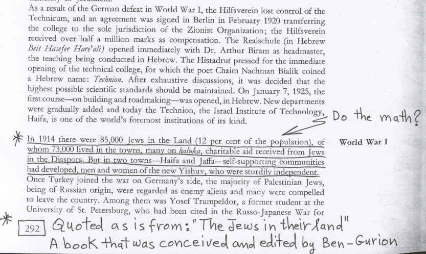 Kari2023m's tweet photo. @EmmanuelNahshon @IsraelMFA A scanned page from Ben-Gurion's book stating that Jews made up 12% of Palestine's population in 1914, the majority of whom were anti Zionists.
#IsraelIsALie https://t.co/H91RYVJiXy