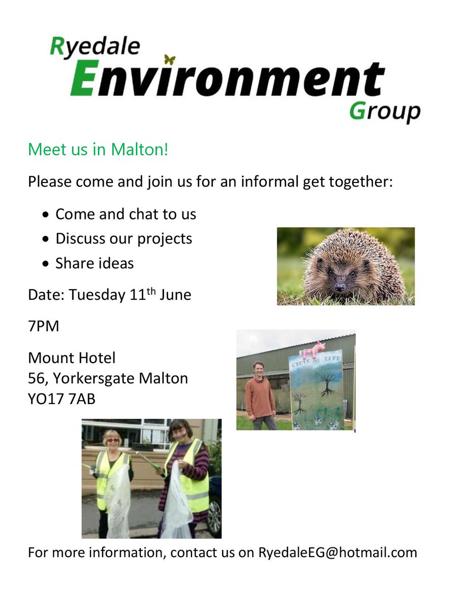 Passionate about the enviroment?  Here's a chance to get involved locally with the new Environment Group.