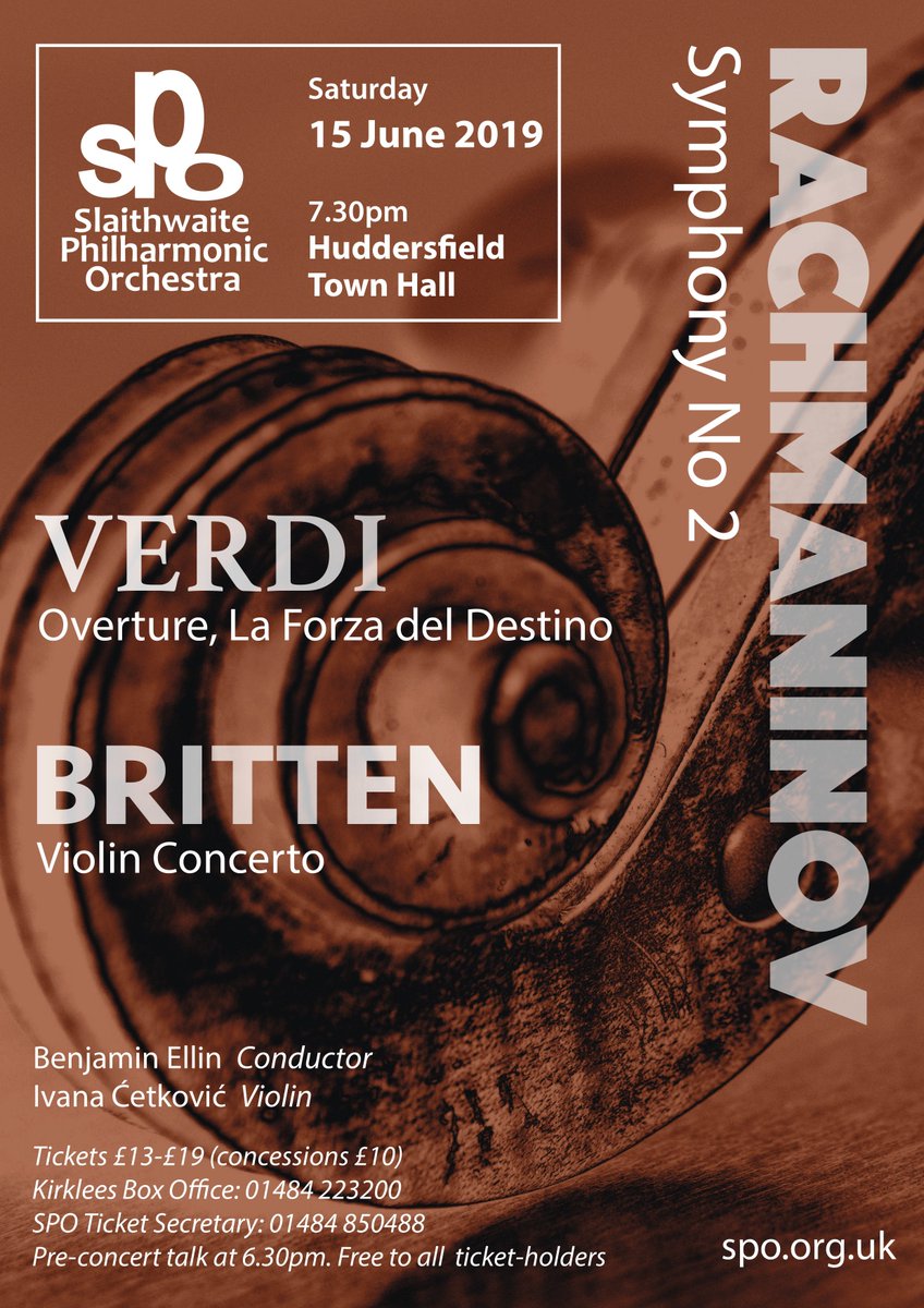 Our next concert is on 15th June. The Britten Violin Concerto is an amazing, underplayed work, plus we are playing Rach 2 and Verdi Force of Destiny Overture. What's not to love?... #Rachmaninov #Britten #Verdi #SPO127 #livemusic #Music