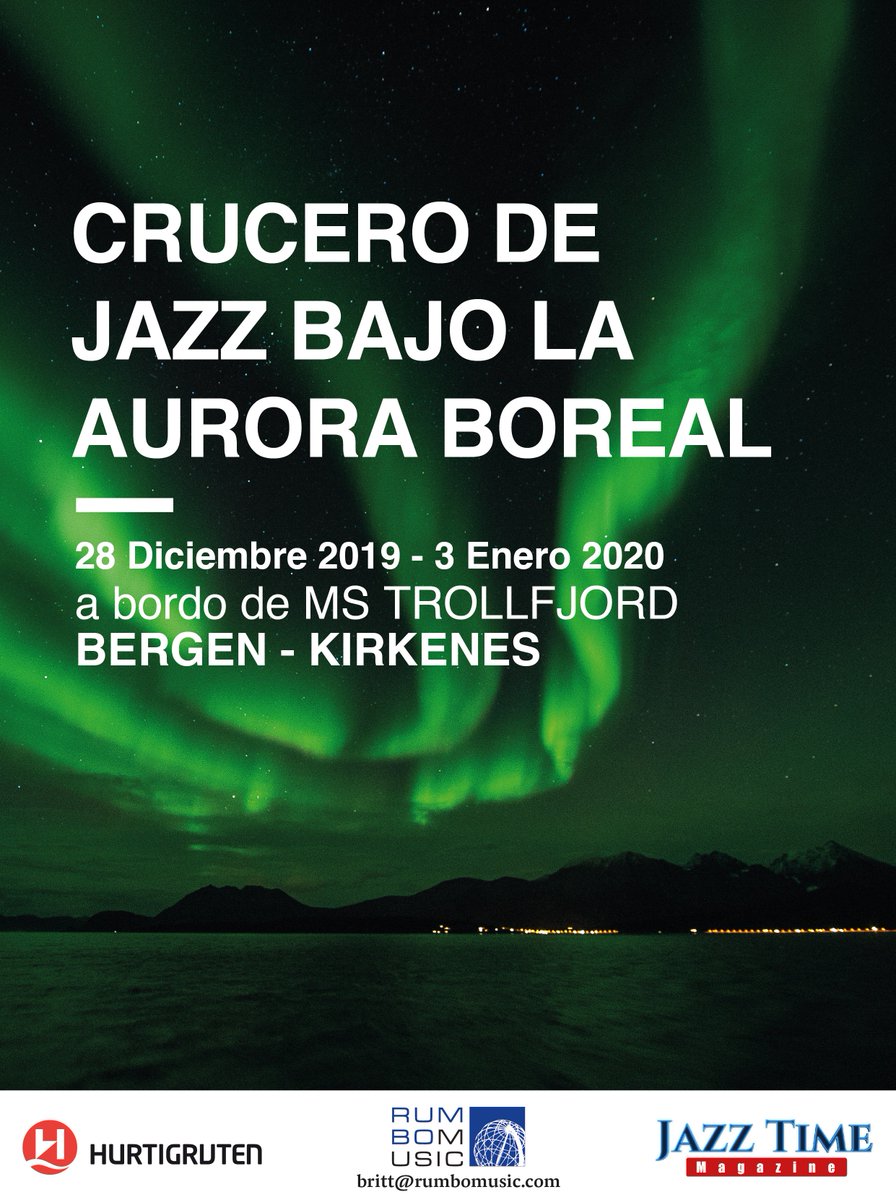 Join us on the next jazz cruise 29th December onboard MS Trollfjord
More info FB-The Northern Light Jazz Cruise
Reservation: britt@rumbomusic.com