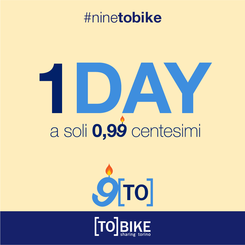 bicincitta's tweet photo. 🎁🎉9[TO]BIKE &amp; INIZIATIVA 1[DAY] In occasione del nostro #compleanno per tutta la giornata di oggi è possibile acquistare sulla nuova #App #Bicincittà l'abbonamento giornaliero al prezzo speciale di €0,99! #ninetobike #happybikeday #buoncompleannotobike https://t.co/rCWUcw0Nks