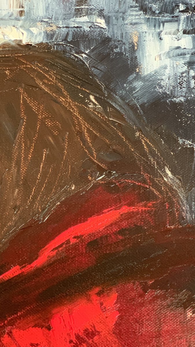 Love working with these colours #indigo &amp; #red #paletteknife #oilpainting #detail
