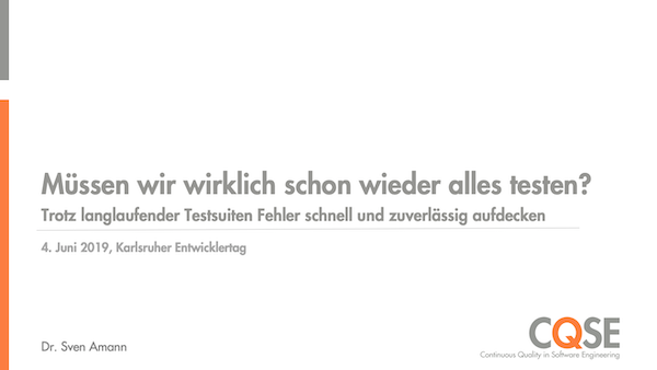 svamann's tweet photo. Müssen wir wirklich schon wieder alles testen? Die Antwort um 11:45 in Raum Schwarzwald! https://t.co/14dxTNcmaC #TestImpactAnalyse #etka19 /cc @cqse https://t.co/dOtUB0rcGK
